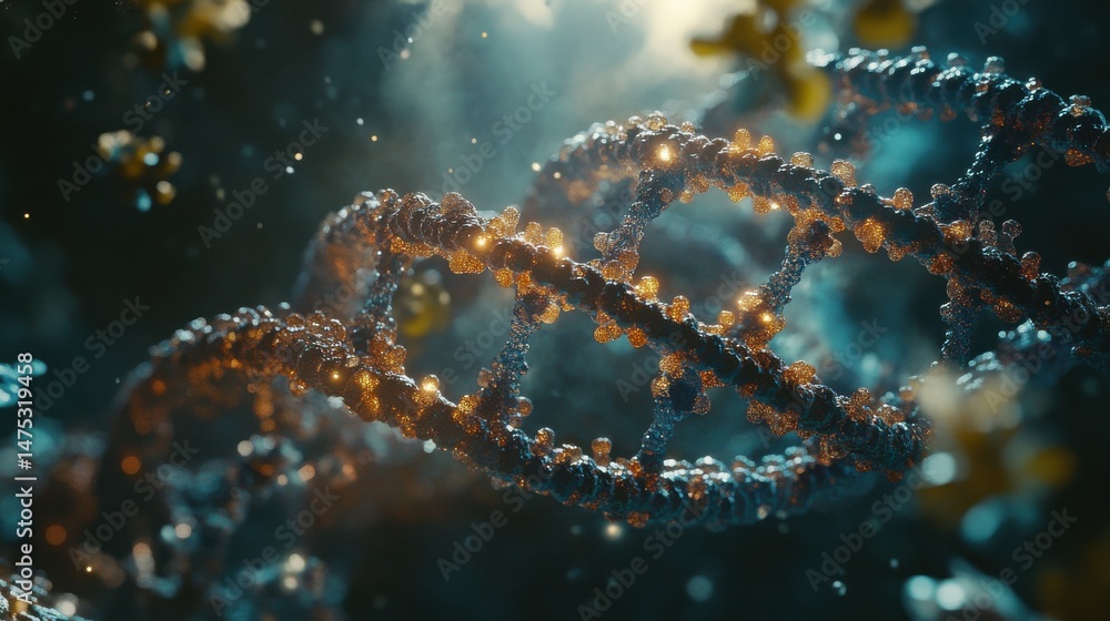 Human disease and biotechnology concept with virus infected DNA molecule. 3D rendering illustration , no logos, no brands Human disease and biotechnology concept with virus infected DNA molecule. 3D rendering illustration , no logos, no brands