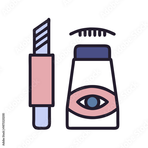 Minimalist illustration of makeup and eye product design concept