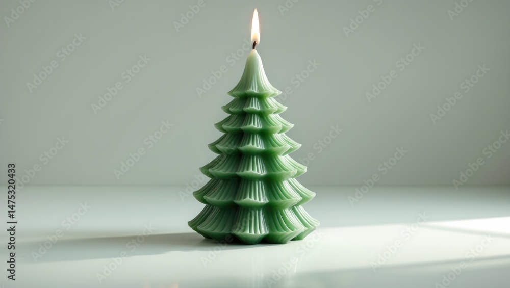 Background Featuring Isolated Green Christmas Tree Candle Background Featuring Isolated Green Christmas Tree Candle