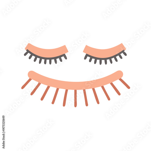 Stylized closed eyes graphic on black background illustration