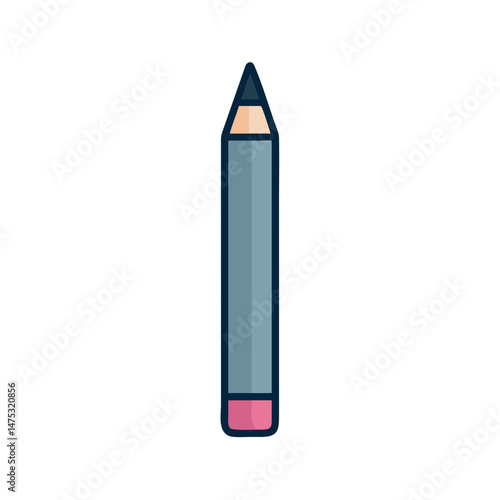 Simple blue pencil with eraser on black background illustration