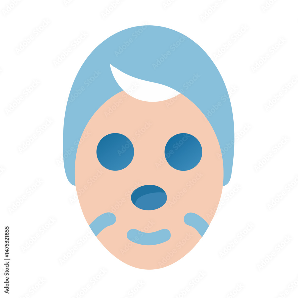 Fototapeta premium Blue face mask treatment on human face illustration