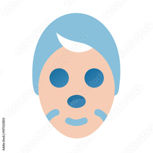 Blue face mask treatment on human face illustration