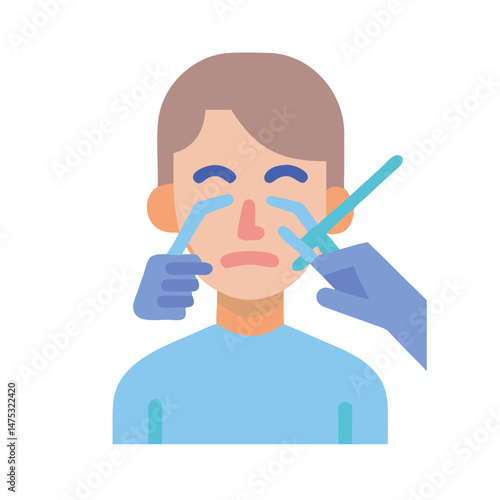 Sad man receiving medical procedure illustrated in flat style