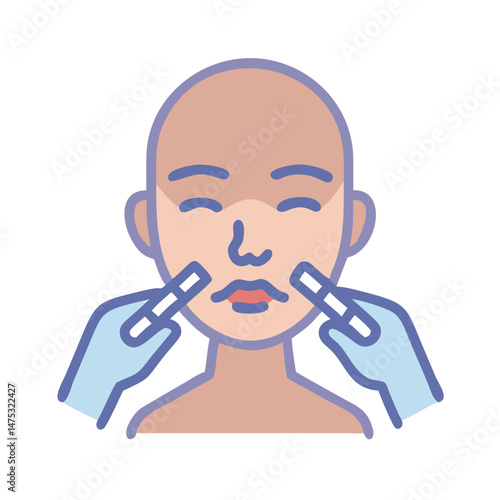 Flat illustration of a cosmetic injection procedure on face