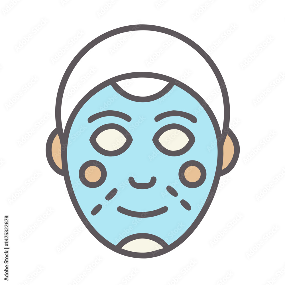 Fototapeta premium Person with blue face mask skincare treatment icon illustration