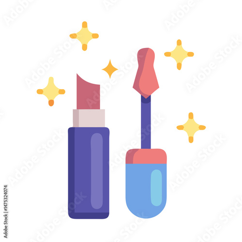 Cosmetic lip gloss and applicator with sparkling effects on black