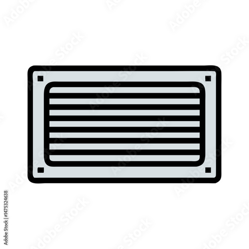 Light grey vent with horizontal stripes on White Background