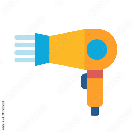 Stylized hair dryer with nozzle and handle on black