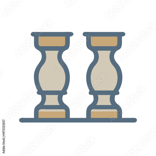 Vector illustration of two balusters against a black backdrop