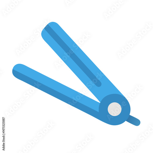 Flat design of a blue hair straightening iron appliance