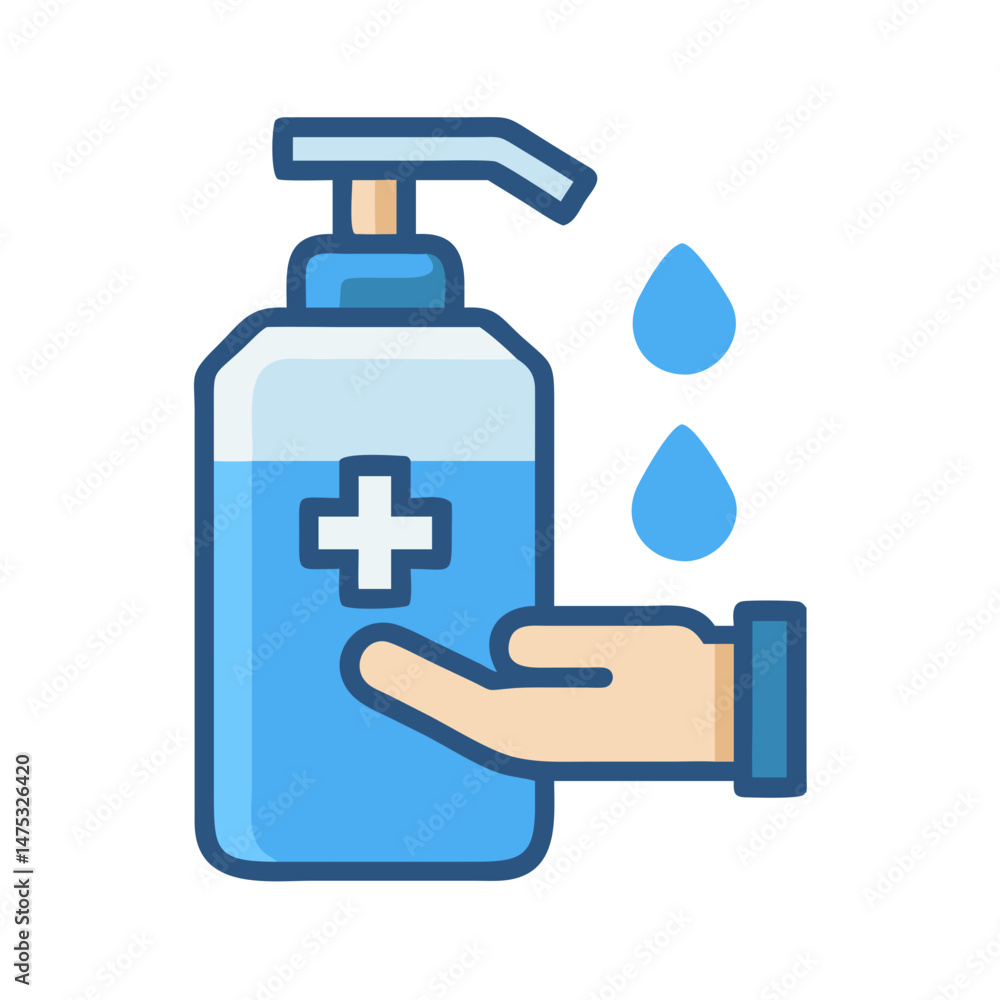 Hand sanitizer dispenser with hand vector art illustration Hand sanitizer dispenser with hand vector art illustration