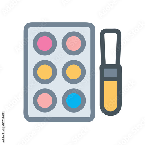 Colorful eyeshadow palette with brush applicator for makeup application