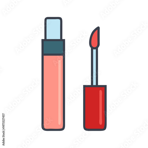 Isolated Lip Gloss Tube and Applicator on Black Background