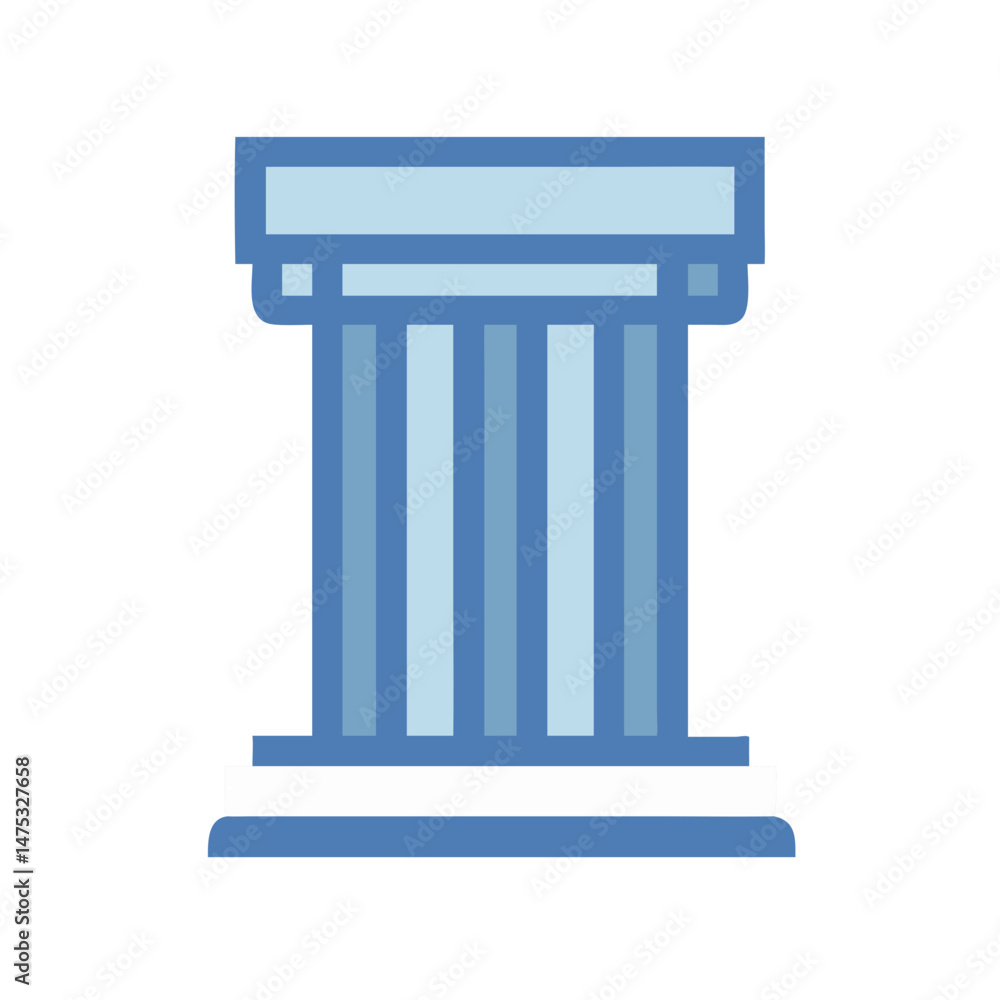 Blue Ionic Column Illustration on White Background Blue Ionic Column Illustration on White Background