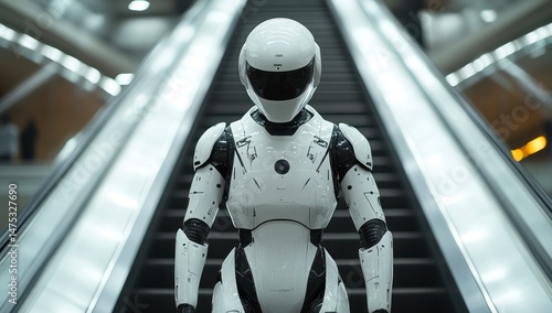 Wallpaper Mural White futuristic robot on escalator facing camera Torontodigital.ca