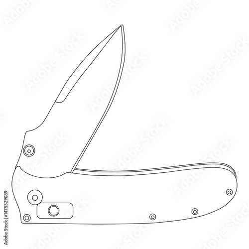 Pocket knife line art vector design. Pocket knife outline illustration design.