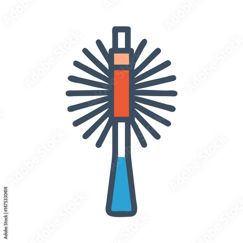 Stylized toilet brush on White Background with distinct color blocks