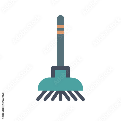 Stylized teal and grey broom on White Background design