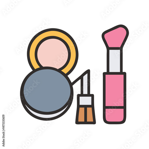Minimalist makeup set featuring compact powder and brush
