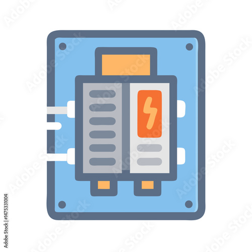 Vector illustration of electrical panel with fuse box closeup