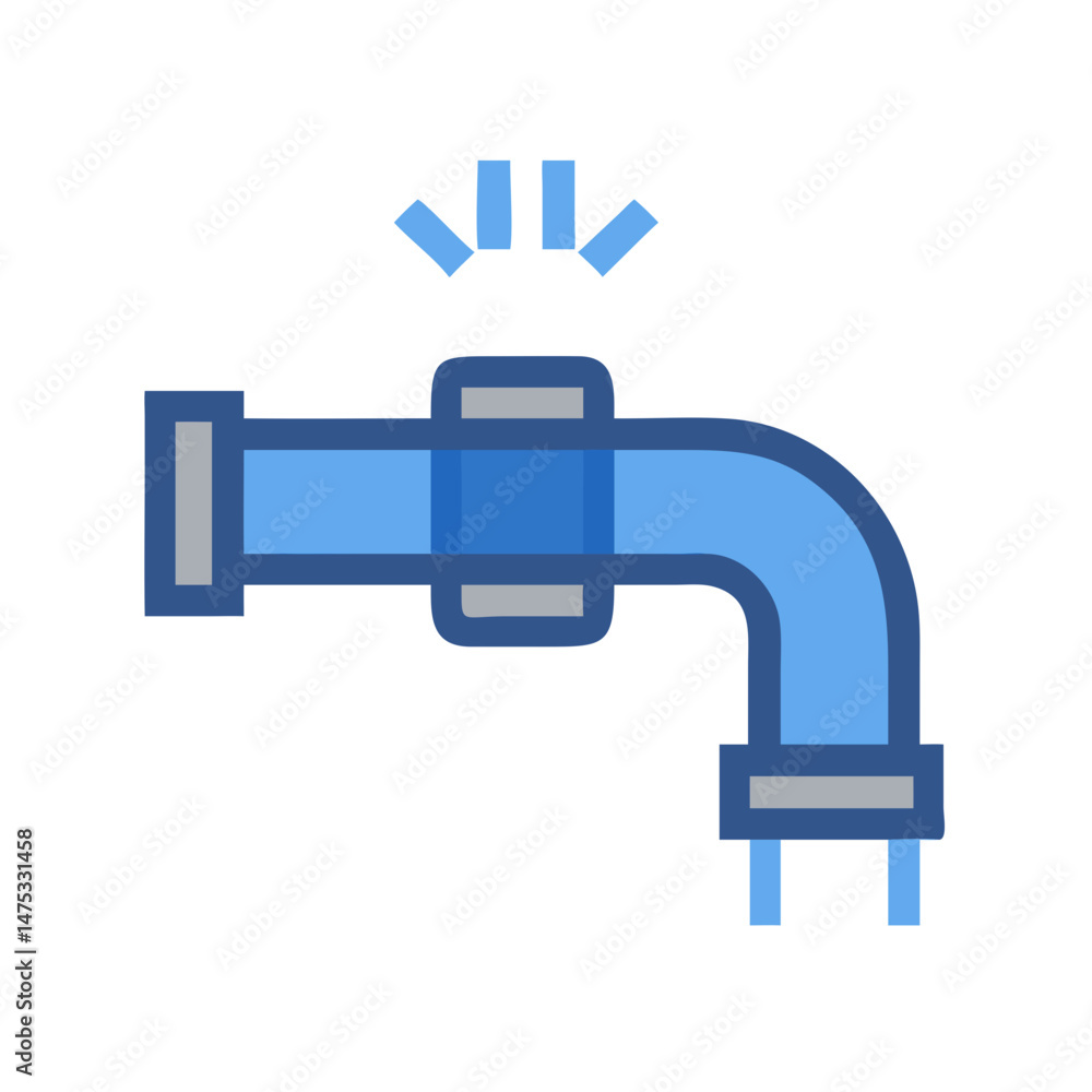 Blue pipeline leak vector on White Background flat design Blue pipeline leak vector on White Background flat design