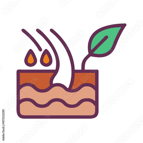 Hair follicle health concept illustration with nourishing oil and growth