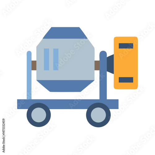 Stylized illustration of a concrete mixer on White Background