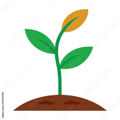 Young plant growing from soil graphic symbol of new life concept