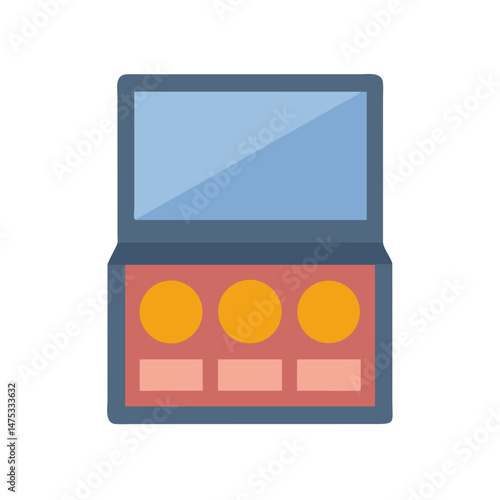 Open cosmetic palette with golden powder and mirror lid