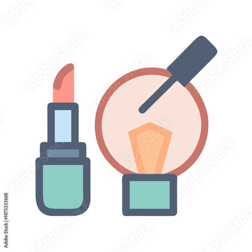 Flat vector illustration of beauty and makeup products set