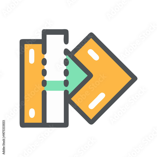 Abstract data flow diagram icon in flat design style