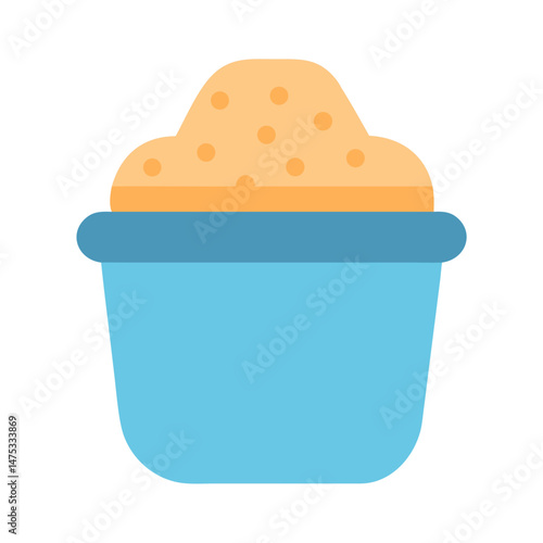 Flat Vector Icon of Sand Bucket on Black Background