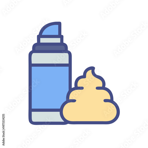 Stylized shaving cream can and cream illustration on black