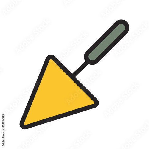 Yellow trowel tool isolated on White Background illustration graphic