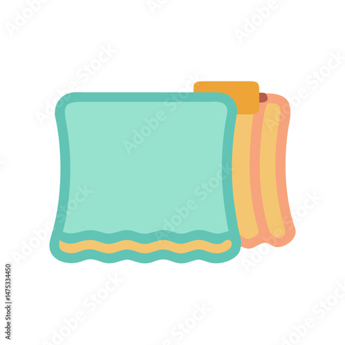 Flat towels graphic with folded edge on black background
