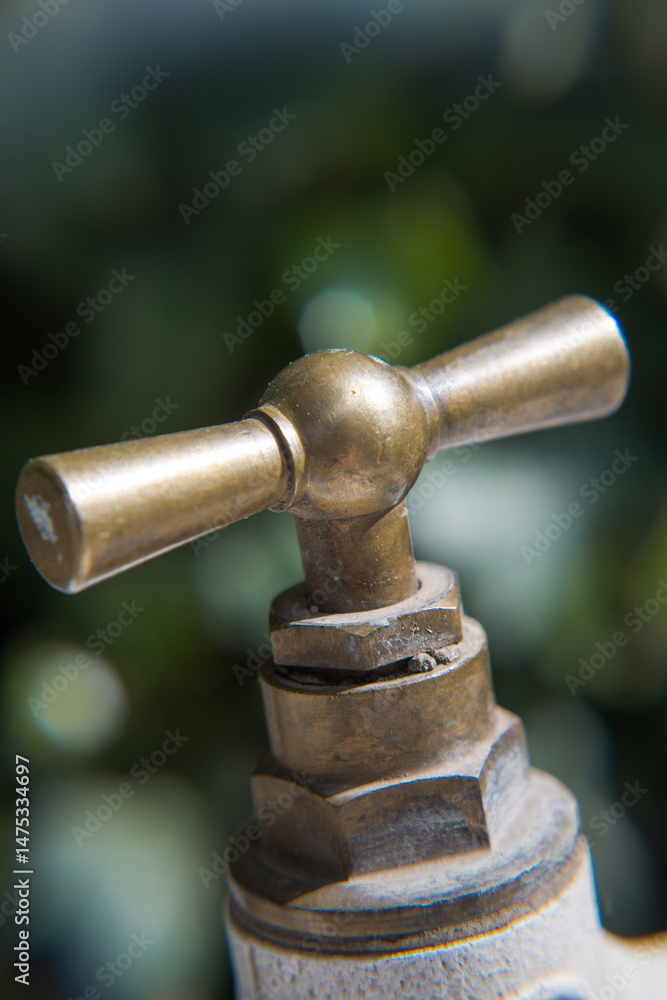 Brass water valve, garden irrigation.