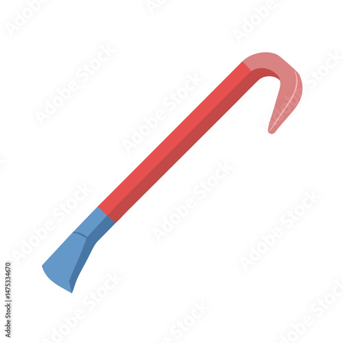Stylized crowbar illustration on White Background demonstrating tool design