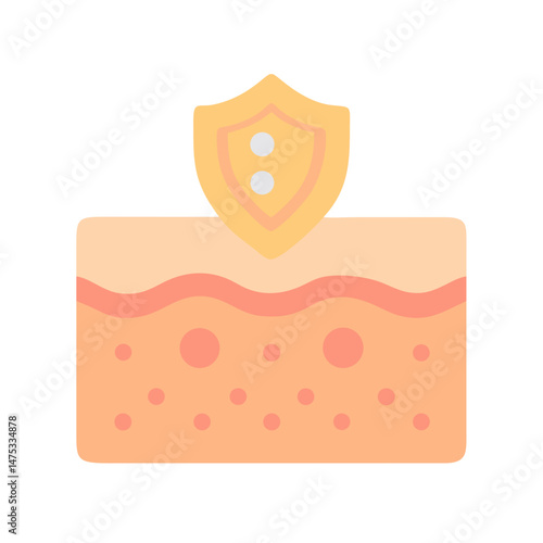 Skin protection shield flat design on black background illustration