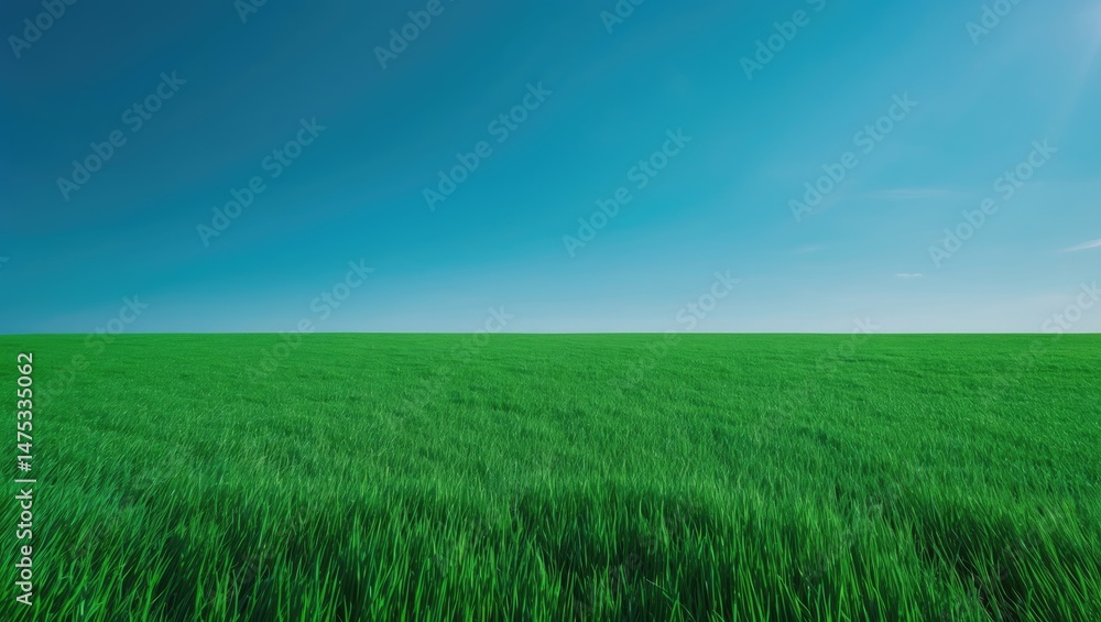 Fototapeta premium Natural Green Turf Texture with Empty Space Under the Sky