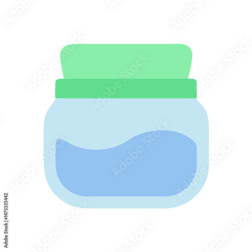Minimalistic illustration of a jar with liquid and lid