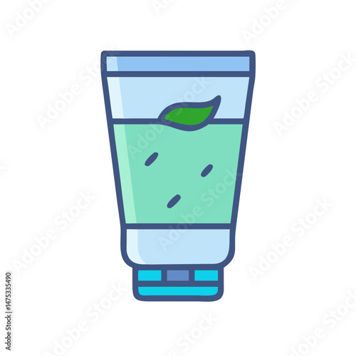 Cosmetic cream tube illustration with leaf, wellness theme