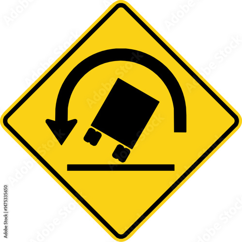 US Warning Sign, Truck rollover W1-13