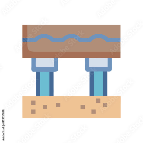 Simple Flat Graphic Bridge Design Over Small River
