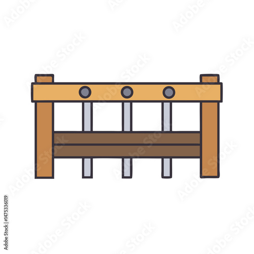 Simple cartoon illustration of wooden barrier isolated on White