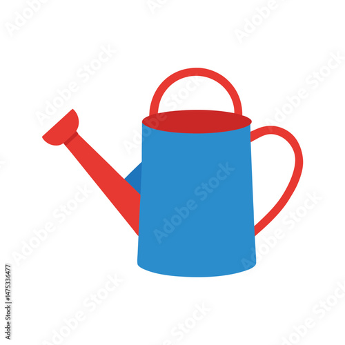 Blue and red watering can icon for gardening and plant care concepts