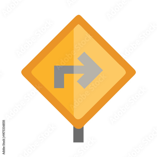 Stylized traffic sign pointing right on dark background design