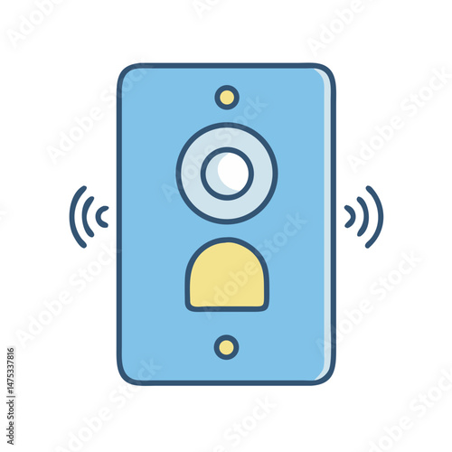 Vector image of smart doorbell with wireless connection signal