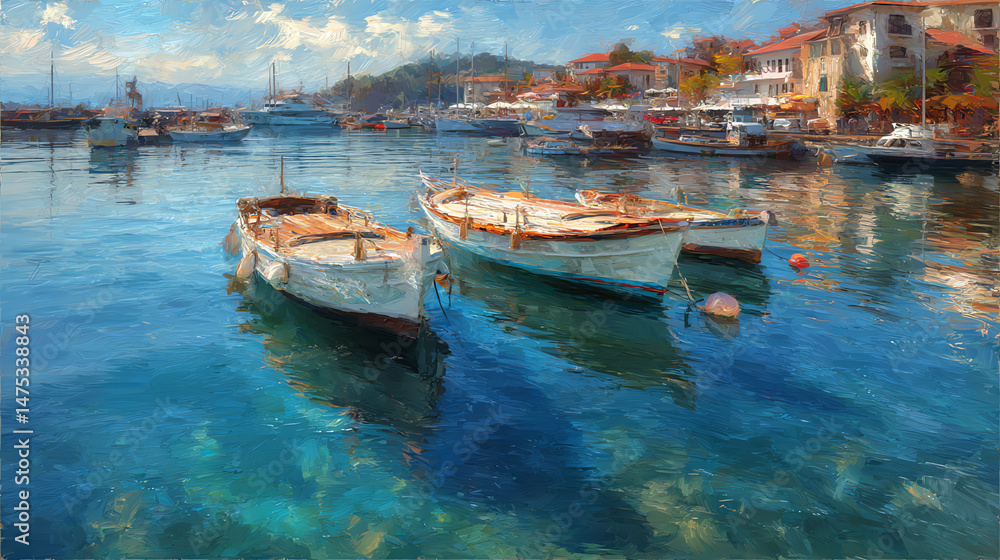 Obraz premium electric boats in harbor