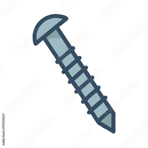 Stylized icon of a construction screw on White Background